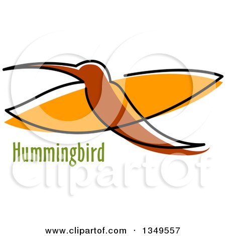 Clipart of a Sketched Brown and Orange Hummingbird and Text - Royalty Free Vector Illustration by Vector Tradition SM