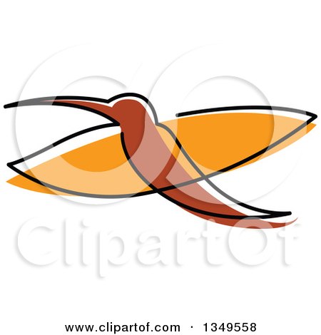 Clipart of a Sketched Brown and Orange Hummingbird - Royalty Free Vector Illustration by Vector Tradition SM