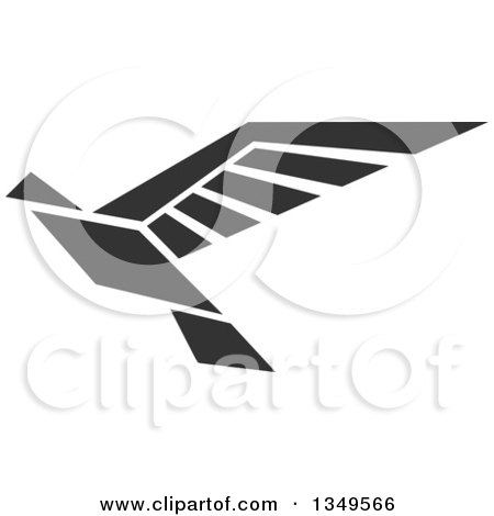 Clipart of a Black and White Flying Peace Dove 3 - Royalty Free Vector Illustration by Vector Tradition SM