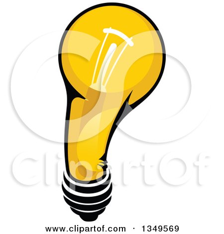 Clipart of a Curving Yellow Light Bulb - Royalty Free Vector Illustration by Vector Tradition SM