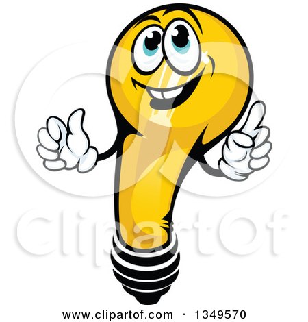 Clipart of a Smart Yellow Light Bulb Character - Royalty Free Vector Illustration by Vector Tradition SM