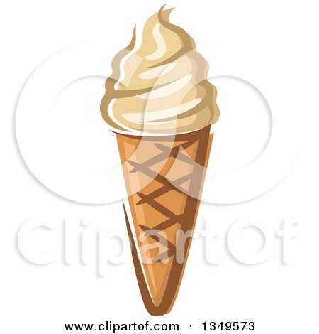 Clipart of a Cartoon French Vanilla Ice Cream Waffle Cone - Royalty Free Vector Illustration by Vector Tradition SM