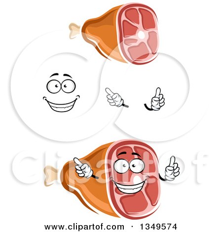 Clipart of a Cartoon Face, Hands and Hams 2 - Royalty Free Vector Illustration by Vector Tradition SM