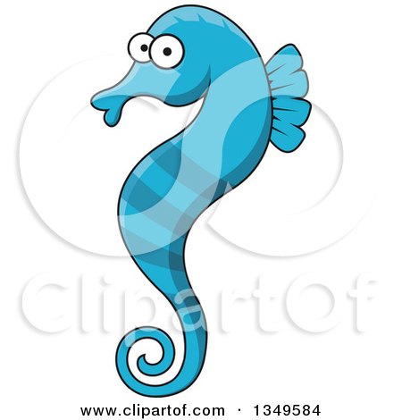 Clipart of a Cartoon Blue Seahorse - Royalty Free Vector Illustration by Vector Tradition SM