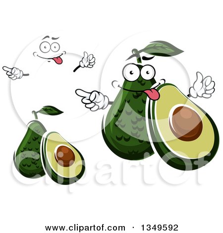 Clipart of a Cartoon Face, Hands and Avocados 2 - Royalty Free Vector Illustration by Vector Tradition SM