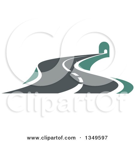 Clipart of a Curvy Highway Road Leading to a Tunnel - Royalty Free Vector Illustration by Vector Tradition SM