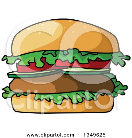 Clipart of a Cartoon Hamburger - Royalty Free Vector Illustration by Vector Tradition SM