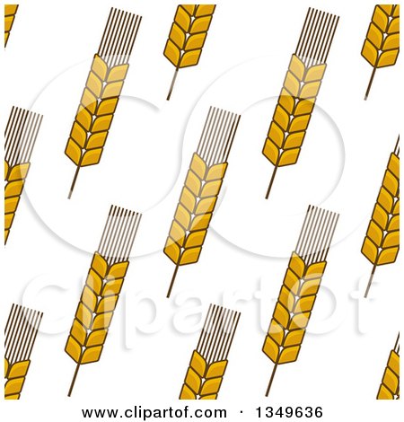 Clipart of a Seamless Background Patterns of Gold Wheat on White 9 - Royalty Free Vector Illustration by Vector Tradition SM
