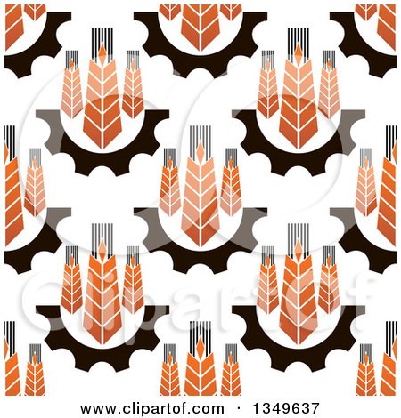 Clipart of a Seamless Background Pattern of Gradient Wheat and Gears 4 - Royalty Free Vector Illustration by Vector Tradition SM