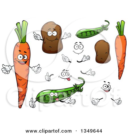 Clipart of Cartoon Faces, Hands, Carrots, Potatoes and Peas - Royalty Free Vector Illustration by Vector Tradition SM