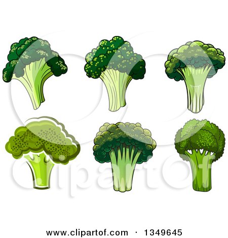 Clipart of Cartoon Broccoli Heads - Royalty Free Vector Illustration by Vector Tradition SM