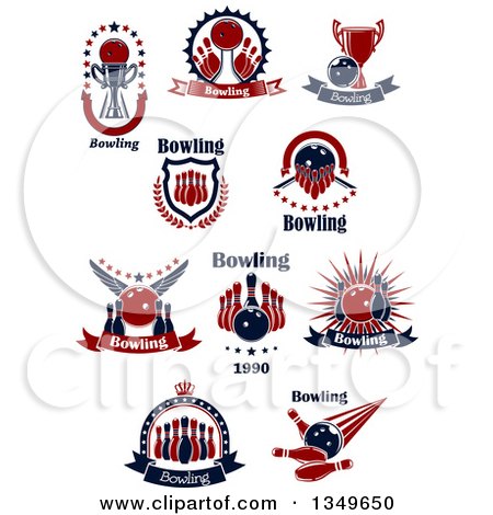 Clipart of Text and Bowling Designs - Royalty Free Vector Illustration by Vector Tradition SM