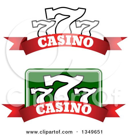 Clipart of Triple Lucky Sevens over Casino Text Banners - Royalty Free Vector Illustration by Vector Tradition SM