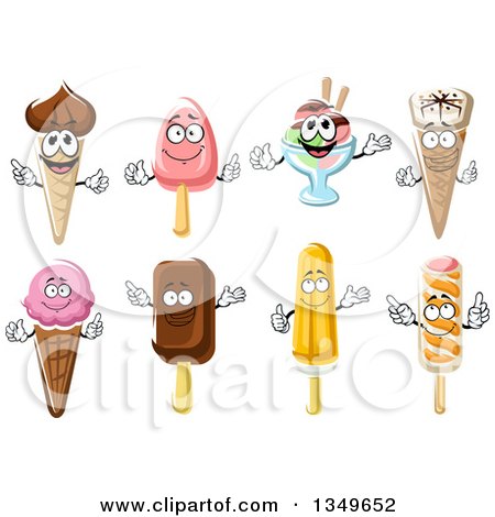 Clipart of Cartoon Ice Cream Characters - Royalty Free Vector Illustration by Vector Tradition SM