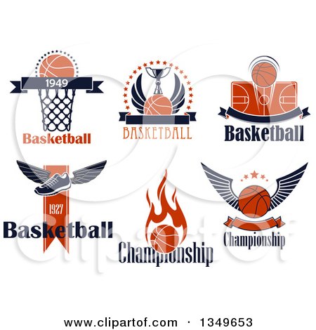 Clipart of Text and Basketball Designs - Royalty Free Vector Illustration by Vector Tradition SM