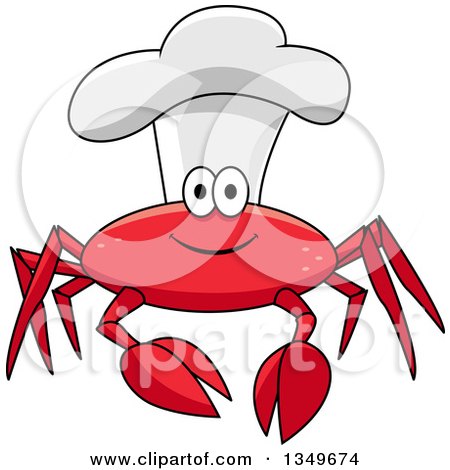 Clipart of a Cartoon Happy Red Crab Chef Wearing a Toque - Royalty Free Vector Illustration by Vector Tradition SM