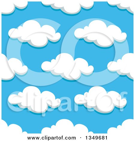Clipart of a Seamless Pattern Background of Puffy Clouds in a Blue Sky 10 - Royalty Free Vector Illustration by Vector Tradition SM