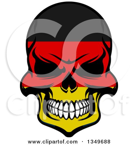 Clipart of a Grinning Evil Skull in German Flag Colors - Royalty Free Vector Illustration by Vector Tradition SM