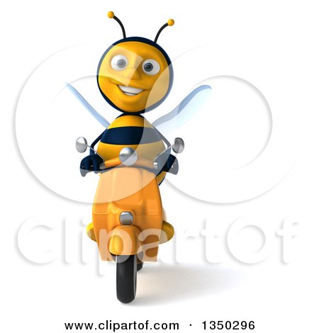 Clipart of a 3d Male Bee Driving a Scooter - Royalty Free Illustration by Julos