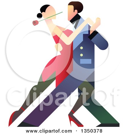 Clipart of a Romantic Couple Tango Dancing - Royalty Free Vector Illustration by Frisko