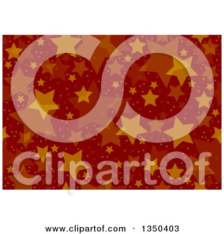 Clipart of a Seamless Background Pattern of Stars and Dots over Red - Royalty Free Vector Illustration by dero