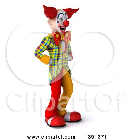 Clipart of a 3d Funky Clown Facing Right - Royalty Free Illustration by Julos
