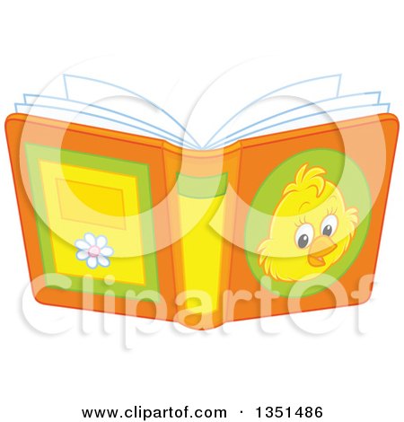 Clipart of a Book with a Chick on the Cover - Royalty Free Vector Illustration by Alex Bannykh