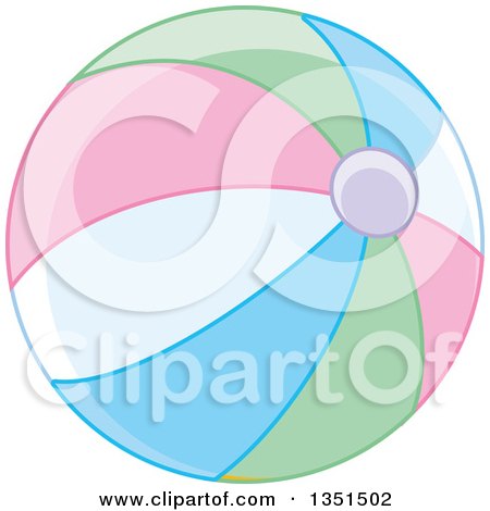 Clipart of a Pastel Colorful Beach Ball - Royalty Free Vector Illustration by Alex Bannykh