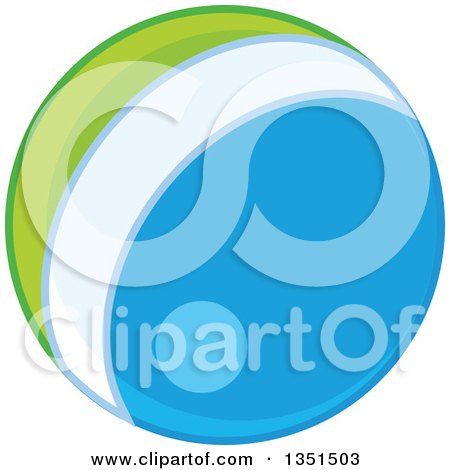 Clipart of a Shiny Blue White and Green Ball - Royalty Free Vector Illustration by Alex Bannykh