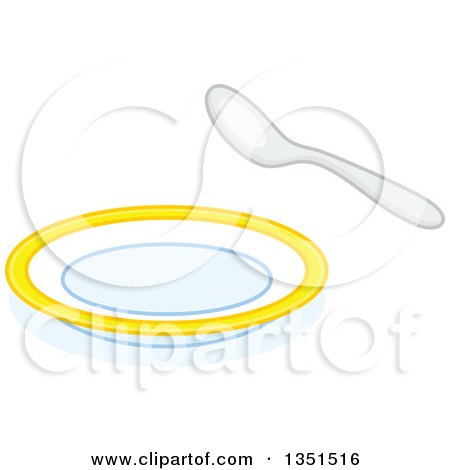 Clipart of a Bowl and Spoon - Royalty Free Vector Illustration by Alex Bannykh