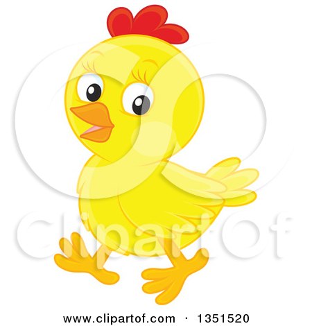 Clipart of a Cute Yellow Chick Walking - Royalty Free Vector Illustration by Alex Bannykh