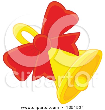 Clipart of a Ringing Christmas Bell with a Red Bow - Royalty Free Vector Illustration by Alex Bannykh