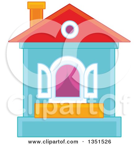 Clipart of a House with an Open Window - Royalty Free Vector Illustration by Alex Bannykh