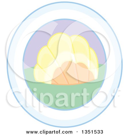Clipart of a Picture of a Scallop Sea Shell in an Oval Frame - Royalty Free Vector Illustration by Alex Bannykh