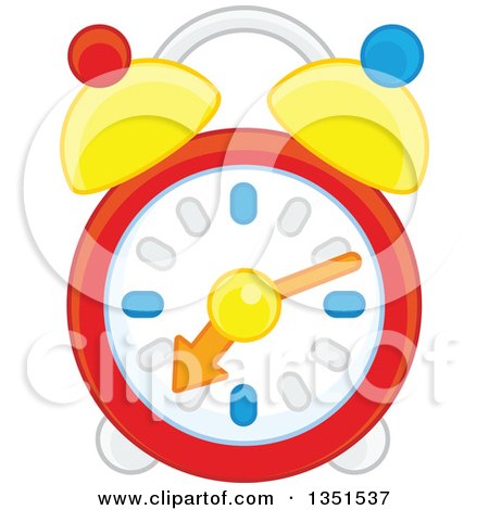 Clipart of a Colorful Alarm Clock - Royalty Free Vector Illustration by Alex Bannykh