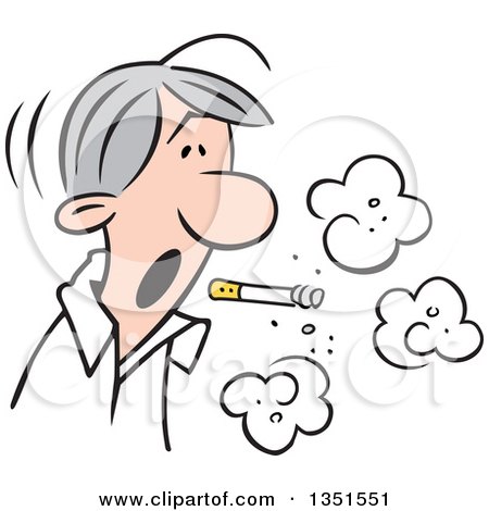 Clipart of a Cartoon Gray Haired Caucasian Man Realizing Its Time to Quit Smoking - Royalty Free Vector Illustration by Johnny Sajem
