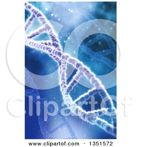 Clipart of a Background of Lights and Blue Diagonal DNA Strands - Royalty Free Illustration by KJ Pargeter