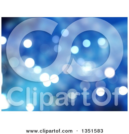 Clipart of a Christmas Background of Bokeh Flares on Blue - Royalty Free Illustration by KJ Pargeter
