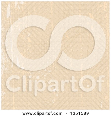 Clipart of a Grungy Scratched Beige Background Pattern of Diamonds - Royalty Free Vector Illustration by KJ Pargeter