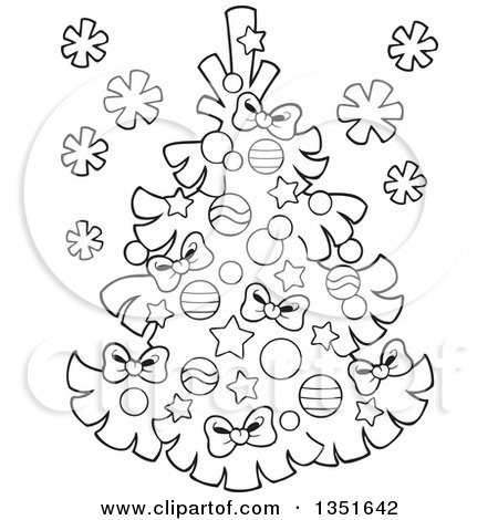 Cartoon Black and White Christmas Tree Posters, Art Prints by