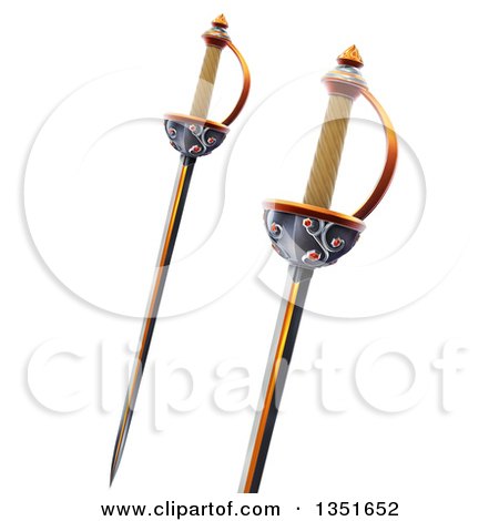 Clipart of 3d Musketeer Swords - Royalty Free Illustration by Tonis Pan
