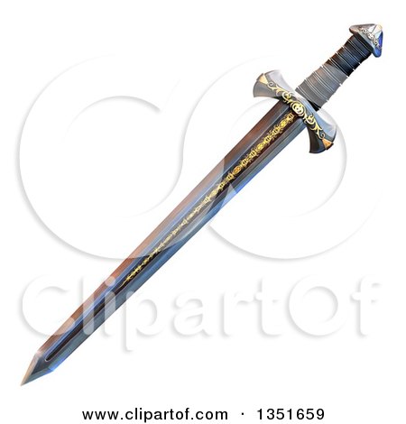 Clipart of a Heroic Sword - Royalty Free Illustration by Tonis Pan