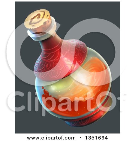 Clipart of a Potion Bottle with Red Liquid over Gray - Royalty Free Illustration by Tonis Pan