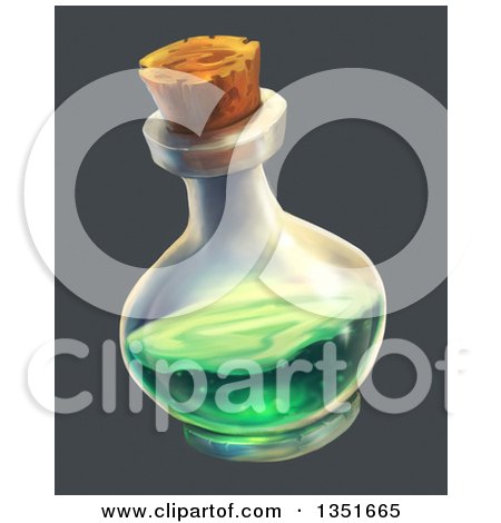 Clipart of a Potion Bottle with Green Liquid over Gray - Royalty Free Illustration by Tonis Pan