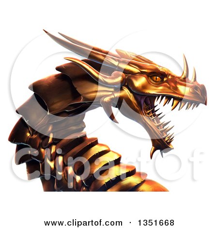 Clipart of a 3d Metal Golden Dragon Head - Royalty Free Illustration by Tonis Pan