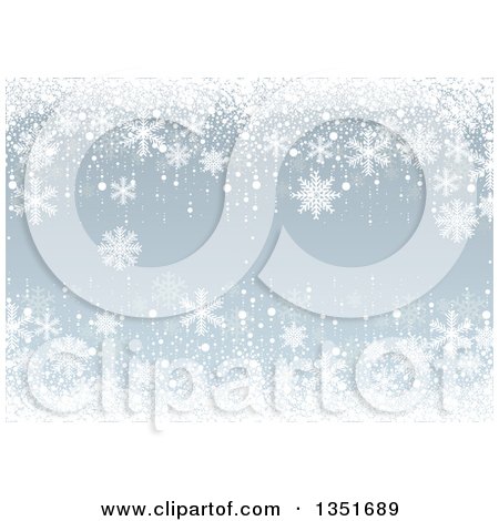 Clipart of a Christmas Background of White Snowflakes on Light Blue - Royalty Free Vector Illustration by dero