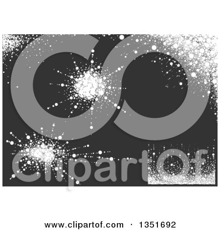 Clipart of White Snow Splatter, Edge and Background Design Elements over Gray - Royalty Free Vector Illustration by dero