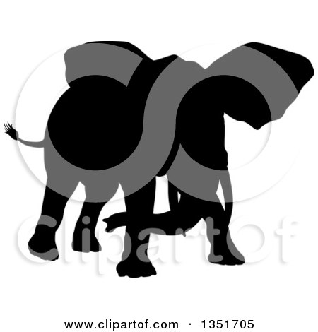Clipart of a Black Silhouetted Elephant 3 - Royalty Free Vector Illustration by AtStockIllustration