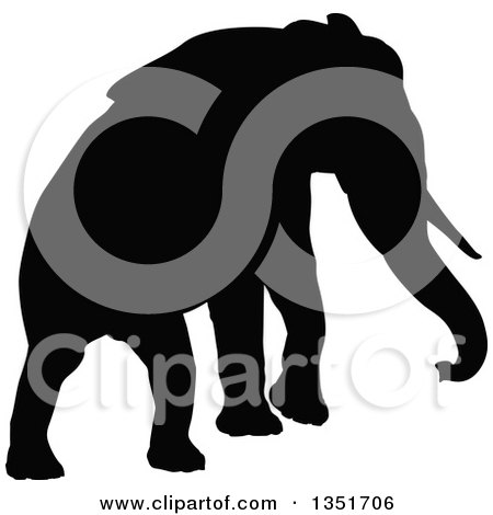 Clipart of a Black Silhouetted Elephant 4 - Royalty Free Vector Illustration by AtStockIllustration