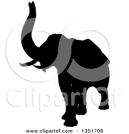 Clipart of a Black Silhouetted Elephant 6 - Royalty Free Vector Illustration by AtStockIllustration